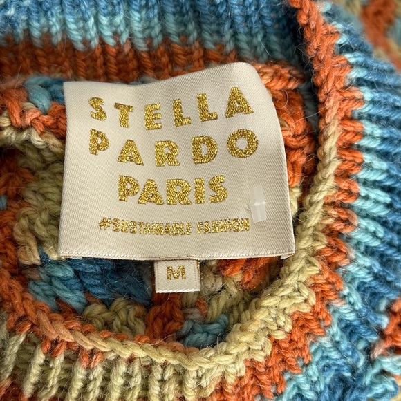 Stella Pardo Paris Kusi Fiorella Multicolor Hand Knit Alpaca Wool Jumper Sweater - Picture 6 of 8